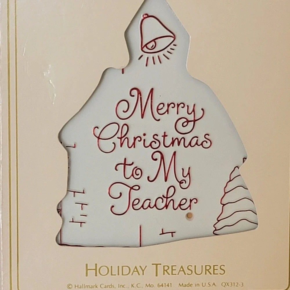 VTG 80s Hallmark Teacher Photo Christmas Ornament Holiday Treasures 1982‎ Gift